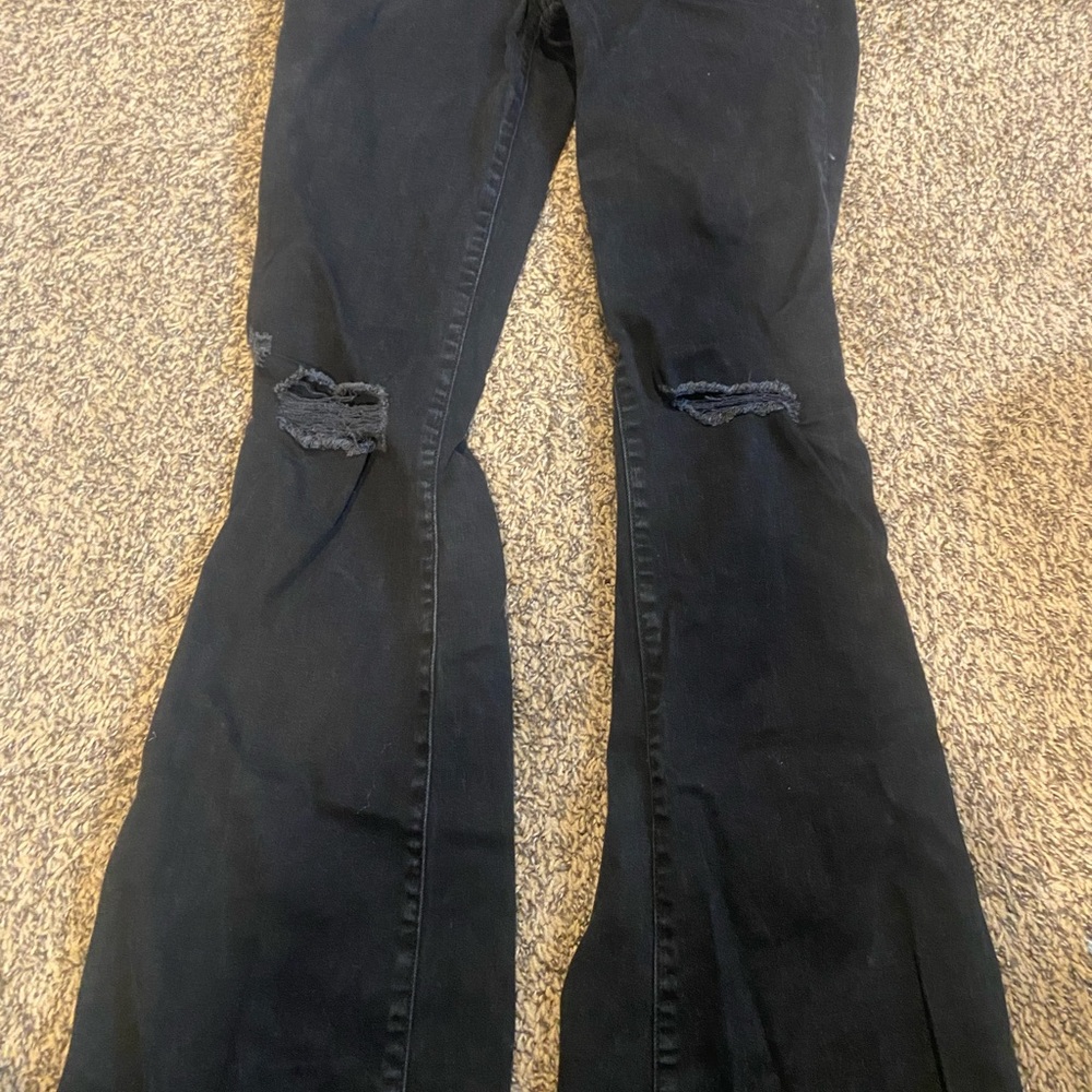 Black mid rise flare jeans